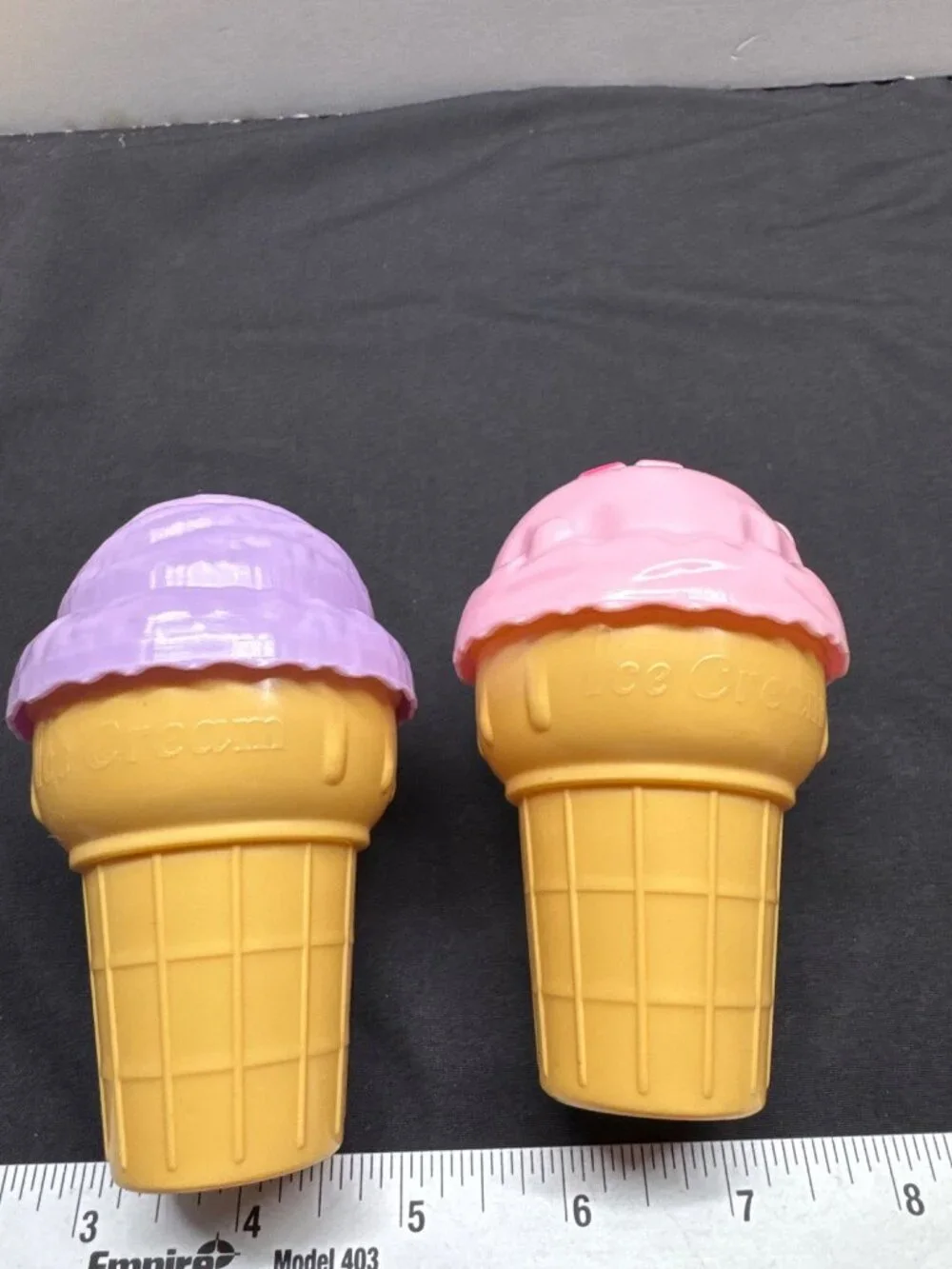 Plastic Ice Cream Cone Toys Set Of 2 Pink & Purple Detachable Tops Pretend Play